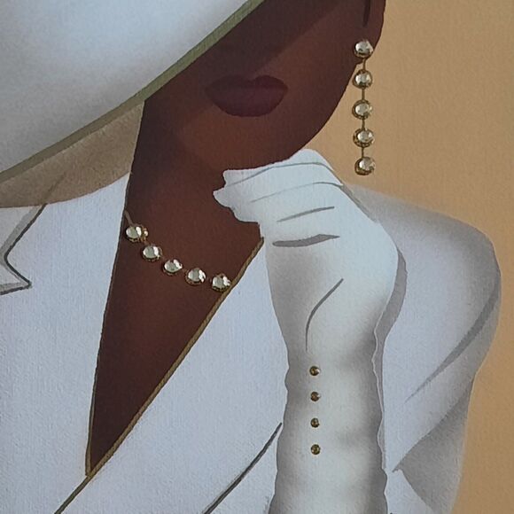 Original Signed June Marie Acrylic Canvas 3D Painting Gold Framed Art Deco - Picture 6 of 9